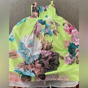 NWOT Lime Green Strapless Floral Garden Dress